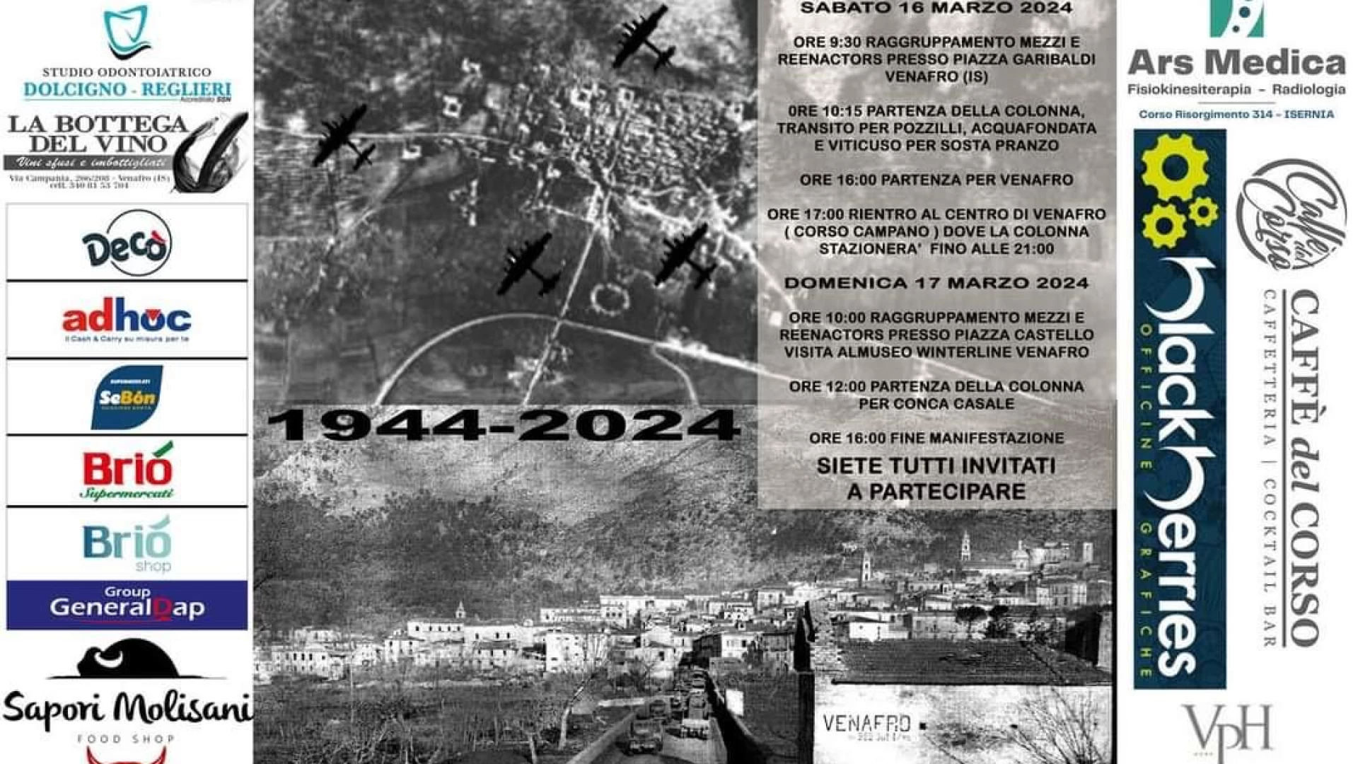 Venafro: week end ricco di evento nel ricordo del bombardamento del 15 marzo 1944. Sono passati ottant’anni da quel tragico evento.